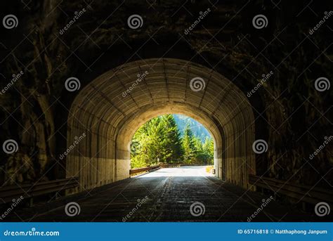 Road Tunnel Mountain Tunnel Through The Rock Mountain Stock Photo