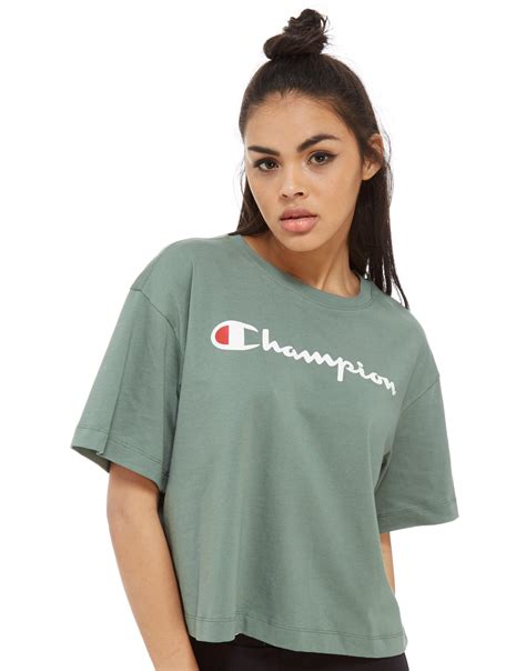 Other shirts you may like. Champion Cotton Boxy Logo T-shirt in Khaki (Green) - Lyst