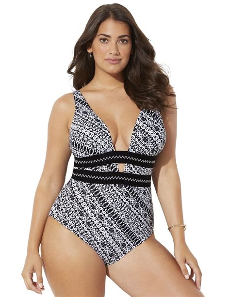Swimsuits For All Swimsuits For All Women S Plus Size Plunge One Piece Swimsuit Walmart Com