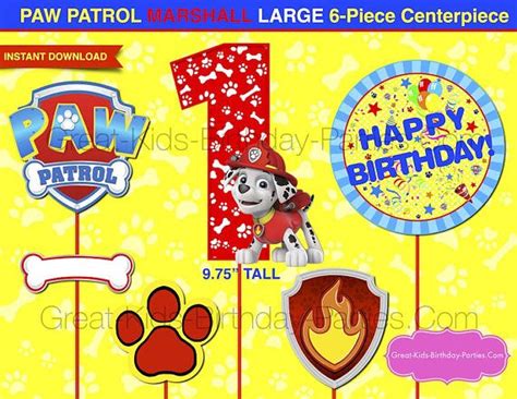 Paw Patrol Centerpiece Number 1 Printable Fiesta De La Patrulla