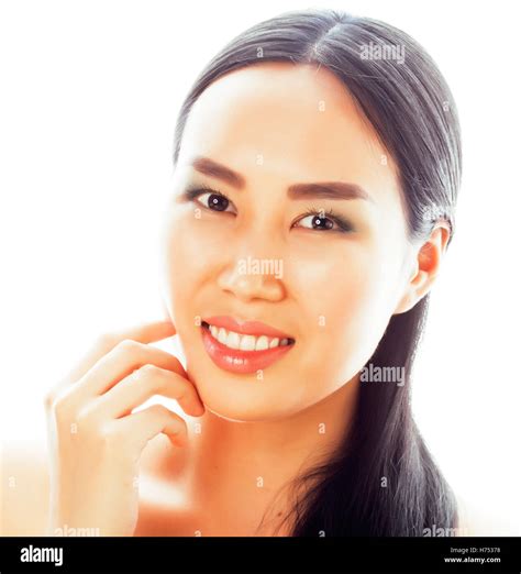 Asian Woman Beauty Face Closeup Portrait Beautiful Attractive M Stock