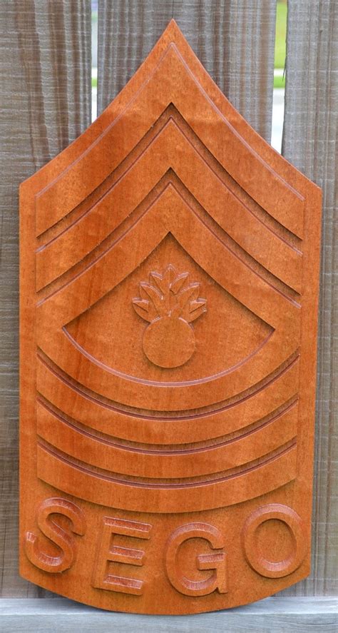 Usmc E9 Wooden Rank Insignia Chevron Cnc Carved 3d Wood Etsy