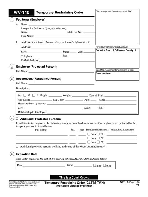 Restraining Order Form Fill Out And Sign Printable Pdf Template