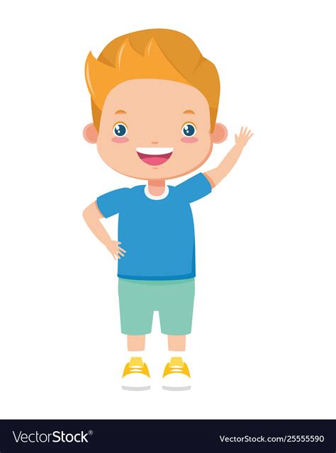 Happy Boy Waving Hand Royalty Free Vector Image