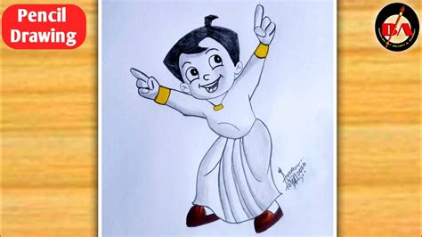 How To Draw Chhota Bheem Easy With Pencil Chota Bheem Drawing Step
