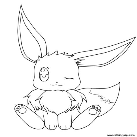Baby Eevee Pokemon Coloring Page Printable