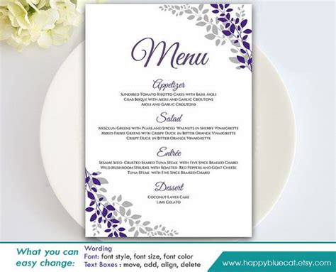 To place a full order of printed wedding invitations, message us on etsy. DiY mariage imprimable Menu Template - téléchargement ...
