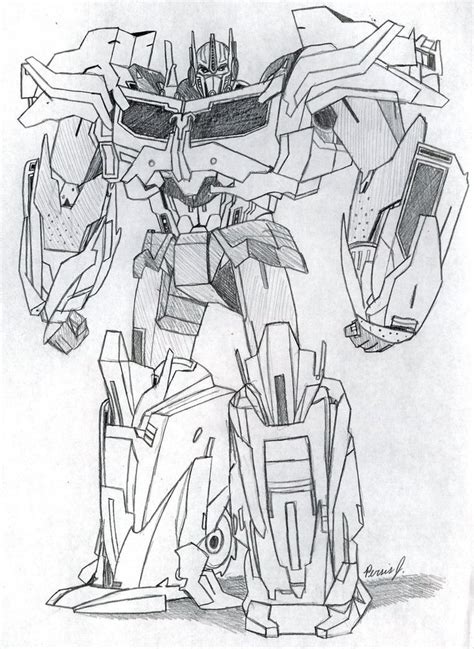 Optimus Prime Full Body Sketch Optimus Prime Art Transformers