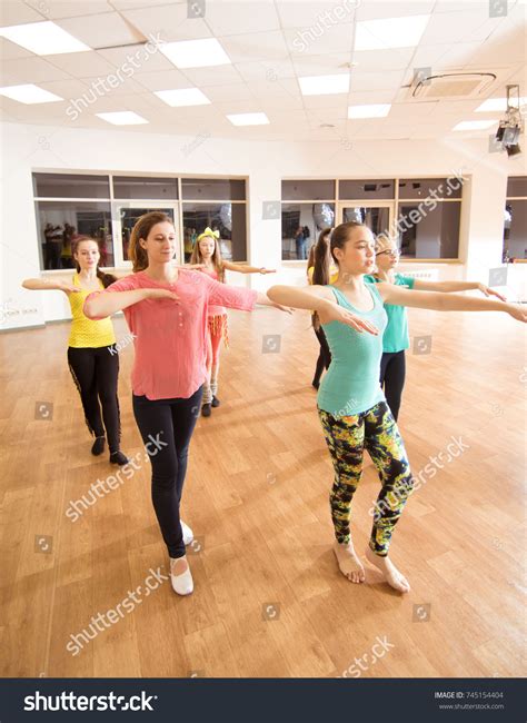 Girls Learn Defile Dance Large Classroom Stock Photo 745154404