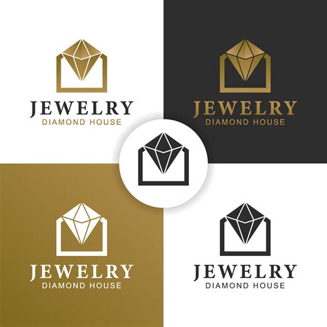 Diamond House Or Store Jewelry Logo Design With Gold Jewellery For