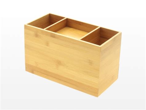 Desk Tidy Stationery Box Desk Organiser Bamboo Office Supplies