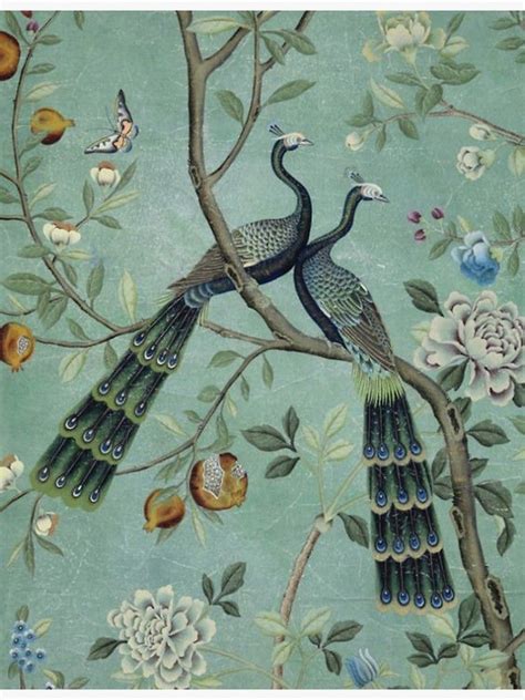 A Teal Of Two Birds Chinoiserie Canvas Print By Thechinoiserie