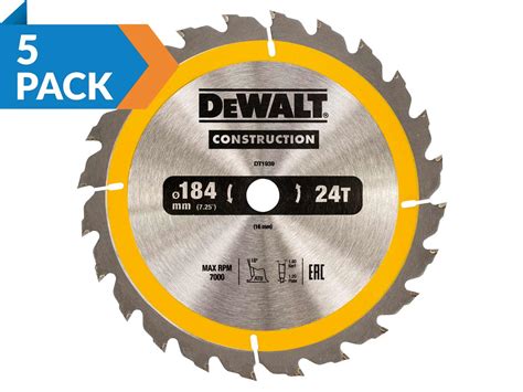 Dewalt Dt1939qzx5 184mm X 16mm X 24t Construction Circular Saw Blade