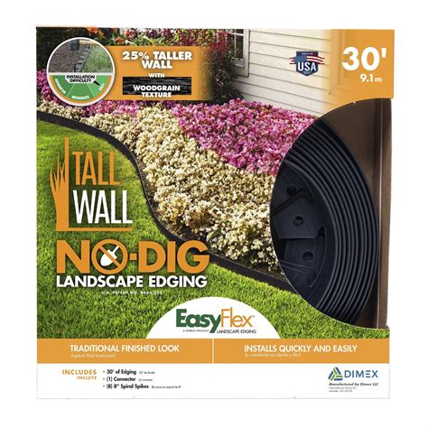 This landscape edging's innovative mower edge design eliminates need for the trimmer. EasyFlex 2-inch Tall Wall Plastic No-Dig Landscape Edging ...