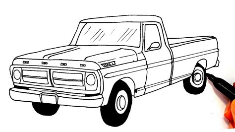 Ford F 100 Ranger How To Draw Ford F100 Ranger Easy Simple Step By