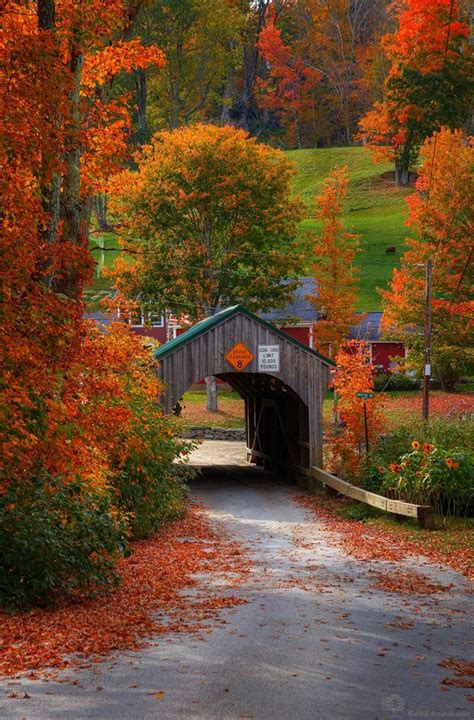 Village Covered Bridge Waterville Vt 093014 Fall Foliage Tour