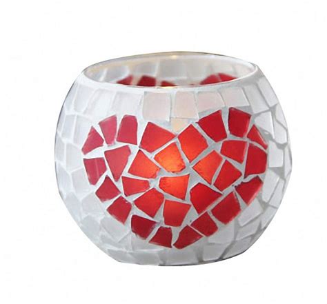 Mosaic Glass Red Heart Candle Holder Red Heart Candles Heart Candle