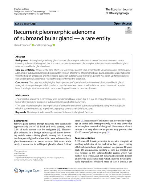 Pdf Recurrent Pleomorphic Adenoma Of Submandibular Gland A Rare Entity