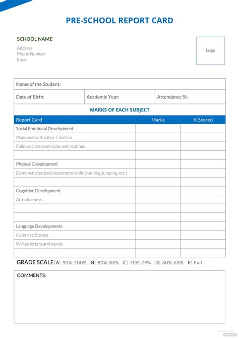 Report Card Template Pdf Best Template Ideas