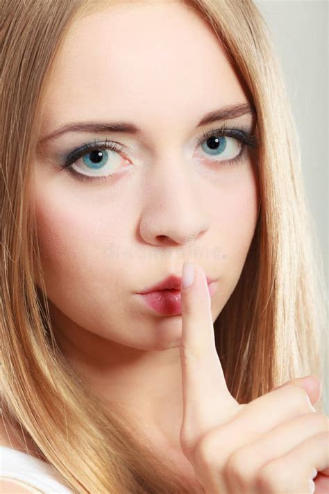 Woman Asking For Silence Finger On Lips Stock Image Image Of Hand