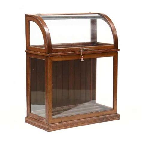 Antique Oak And Glass Walking Cane Display Case