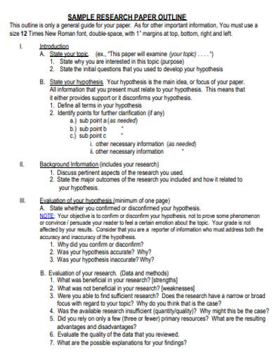 Research Paper Outline 19 Examples Format Pdf