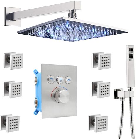 Buy Enga Shower System With Body Jets Push Button Diverter 12 Inch LED
