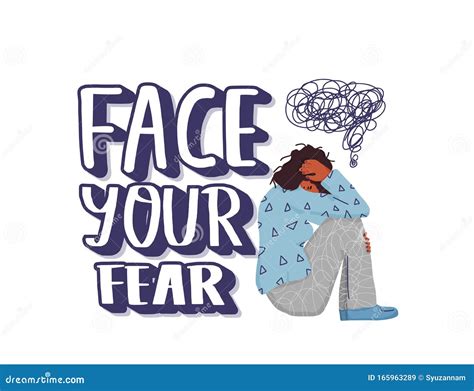 Face Your Fear Young Woman Sitting On The Floor Stock Vector Illustration Of Anxiety