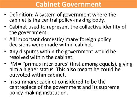 An upright, cupboardlike repository with shelves, drawers, or compartments for the safekeeping or display of objects. definition of cabinet in government - the cabinet ...