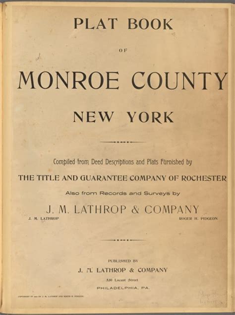 Plat Book Of Monroe County New York Compiled From Deed Description And