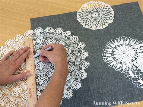 Vintage Lace Doily Pillow Running With Sisters
