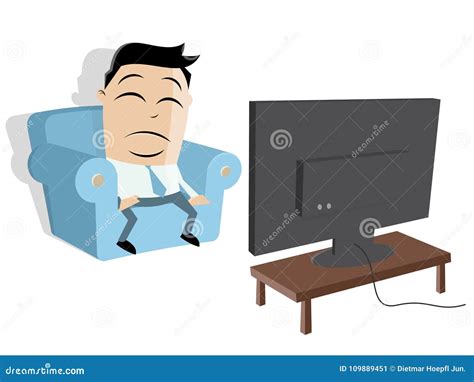 Cartoon Man Watching Tv Stock Vector Illustration Of Employee 109889451