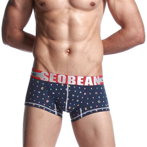 Hot Sellingbrand Seobean Letters Printing Gay Boxers Men Cotton