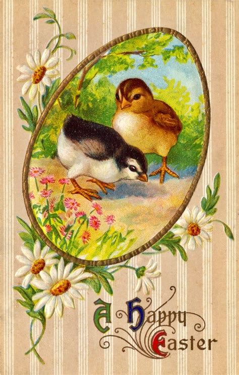 Vintage Easter Chicks Daisies Victorian Graphic Image Art Etsy
