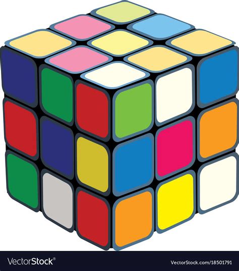 Rubiks Cube Isolated On White Background Vector Image On Vectorstock