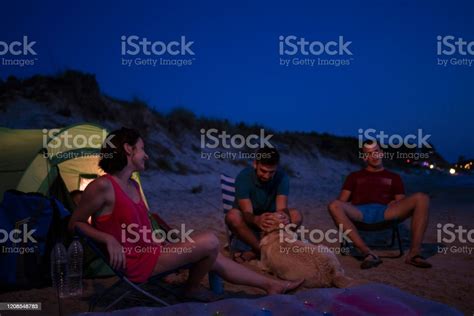 Camping With Friends At The Beach Stock Photo Download Image Now