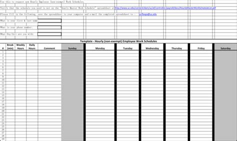 Download Employee Hourly Work Schedule Template Excel Download For Free