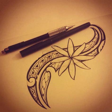 Plumeria flowers with tribal polynesian tribal. My artwork, of a tiare flower with Polynesian accents and ...