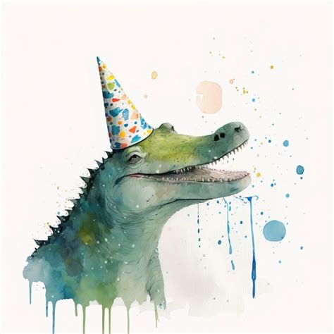 Premium Photo Smiling Alligator With Party Hat