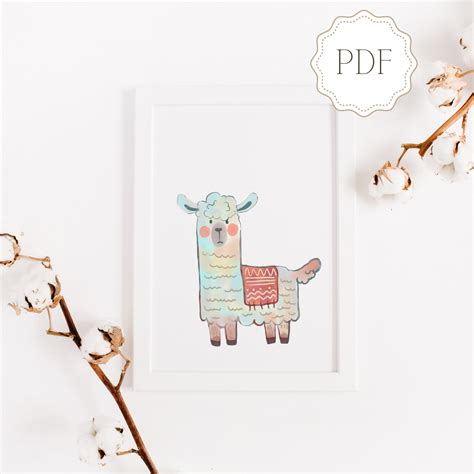 Cute Llama Digital Print Etsy