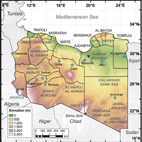 Map Of Libya Showing The 25 Baladiyat Administrative Districts In Use