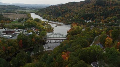 6k Stock Footage Aerial Video Of Small Bridges Across Connecticut River