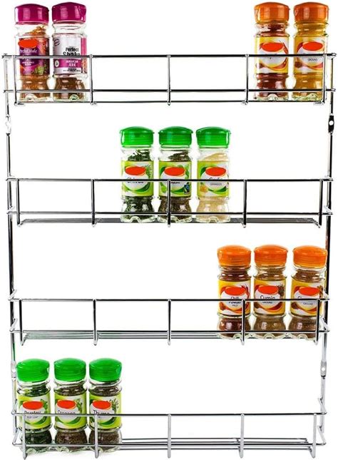 Ossian Chrome Spice Rack Wall Mounted Home Kitchen Space Saving