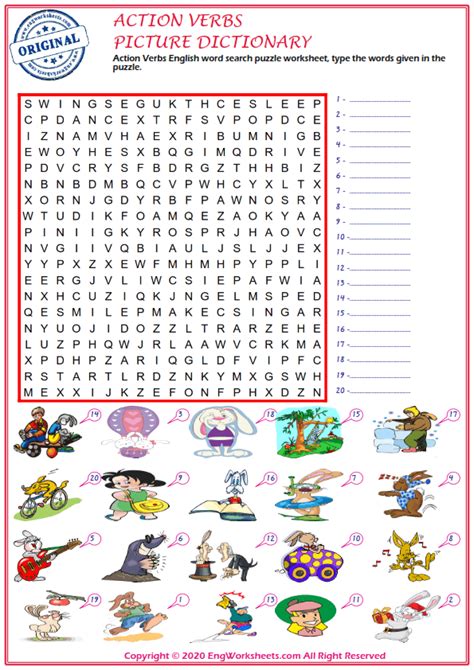 Imunitate El mamă action verbs vocabulary word search puzzle solved A