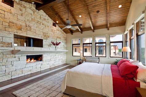 Striking Master Bedroom Features Stone Accent Wall Hgtv