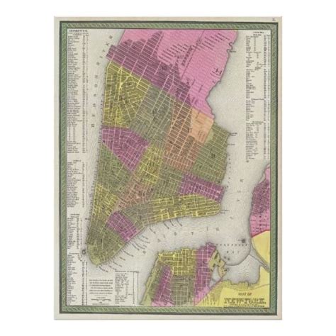 Vintage Map Of New York City 1848 Poster Zazzle Vintage Map