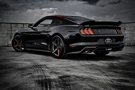 Black Ford Mustang With Custom Orange Accents — Gallery