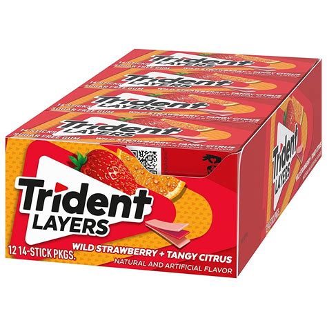 Trident Layers Strawberry And Citrus Sugar Free Gum 12 Packs Of 14