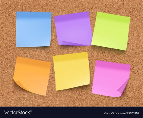 Sticky Empty Notes Corkwood Board On Wall Vector Image