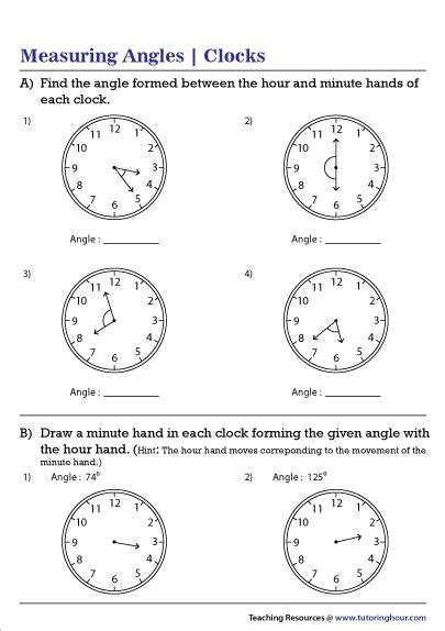 Clock Face Angles Worksheet